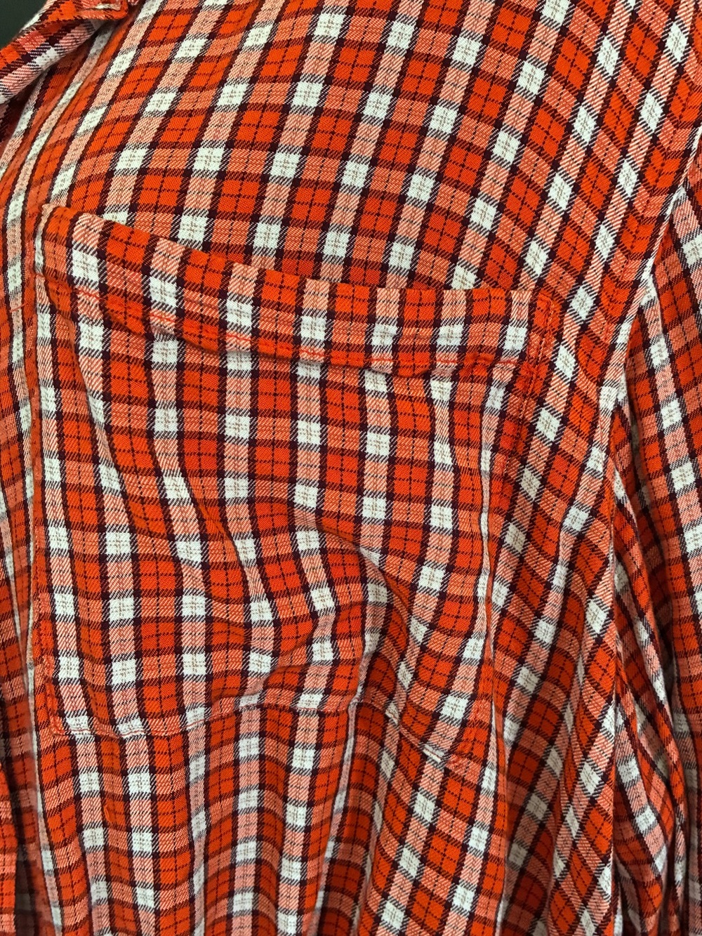 Lane Bryant Autumn Orange Gingham Cropped Plaid Tie Hem Top Size 22 - Picture 7 of 7
